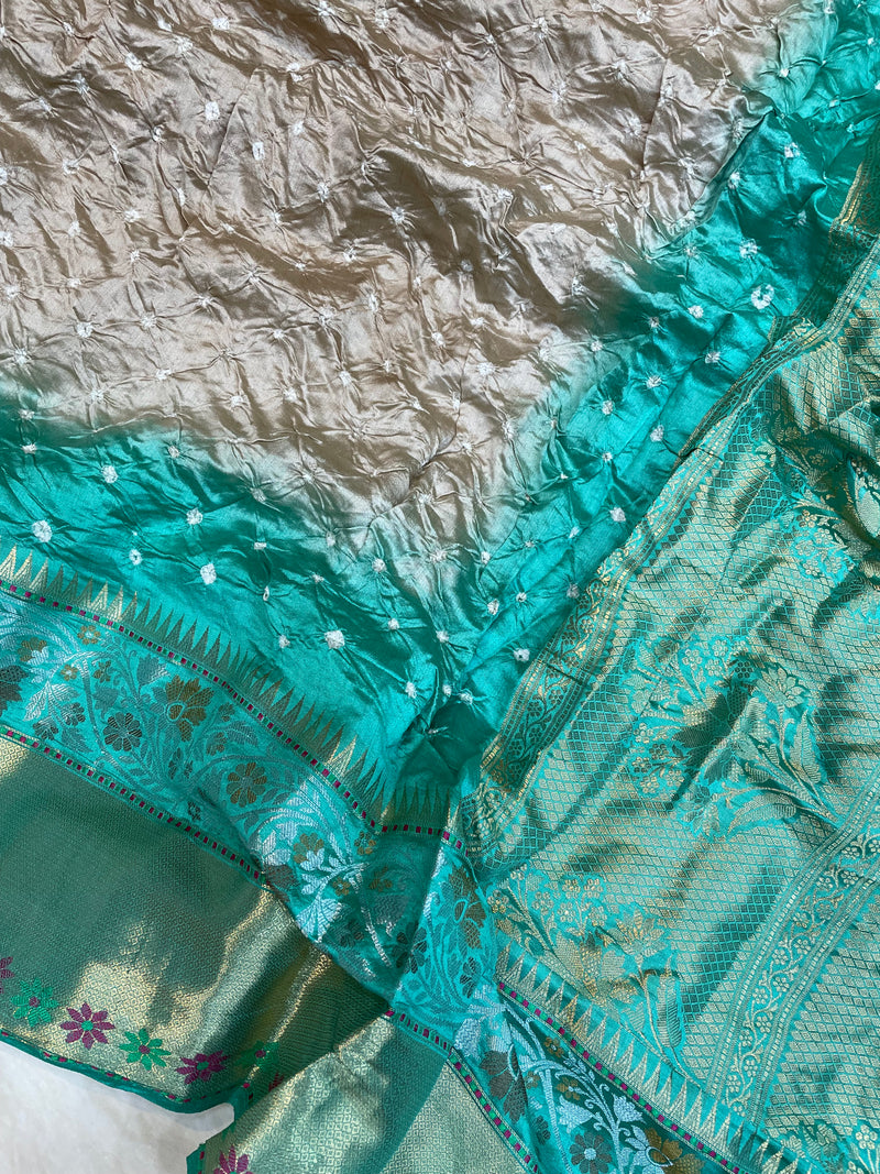 Pure Banarasi Silk Bandhej Handloom Saree - The Handlooms