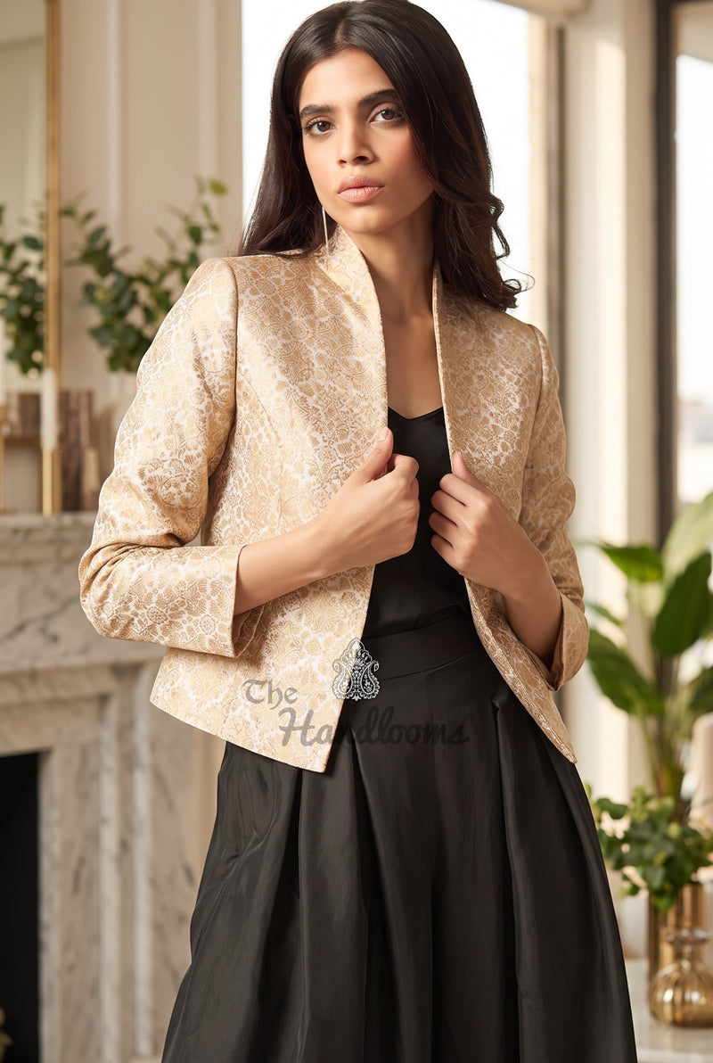 Pure Katan Silk Handwoven Jacket - Tanchui Brocade