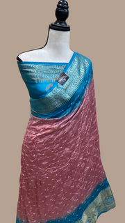 Pure Banarasi Silk Bandhej Handloom Saree - The Handlooms