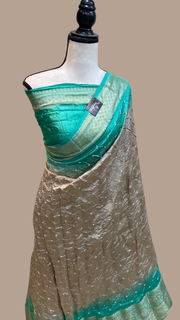 Pure Banarasi Silk Bandhej Handloom Saree - The Handlooms