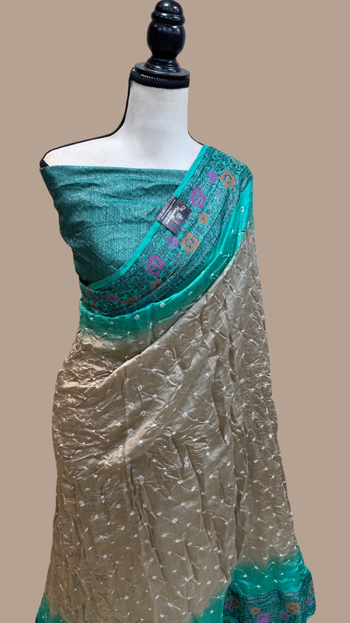 Pure Banarasi Silk Bandhej Handloom Saree - The Handlooms