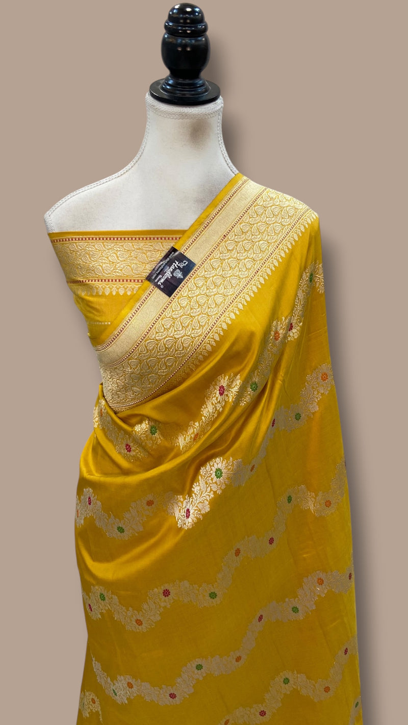 Pure Katan Silk Banarasi Handloom Saree - All Over Kadiyal Jaal Work