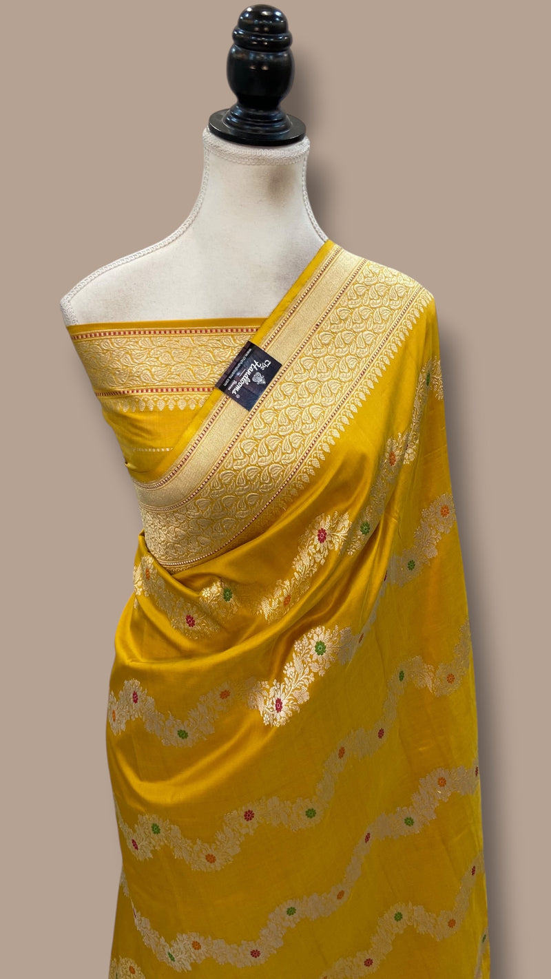 Pure Katan Silk Banarasi Handloom Saree - All Over Kadiyal Jaal Work