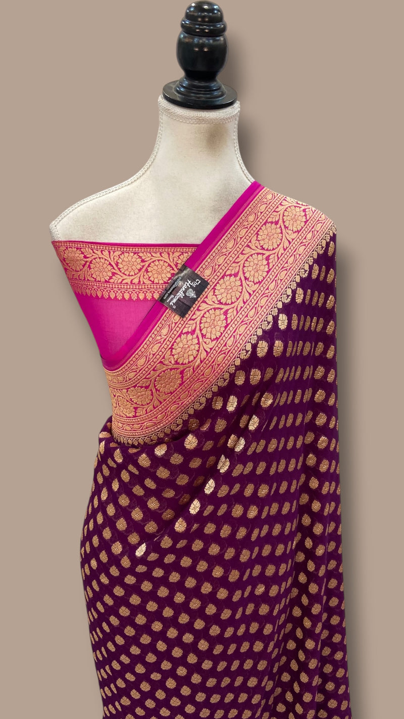 Pure Khaddi Georgette Handloom Banarasi Saree