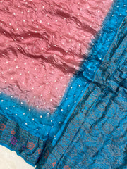 Pure Banarasi Silk Bandhej Handloom Saree - The Handlooms