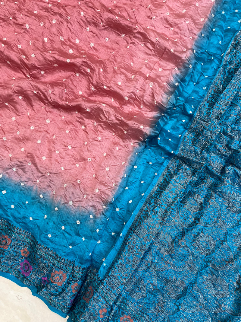 Pure Banarasi Silk Bandhej Handloom Saree - The Handlooms