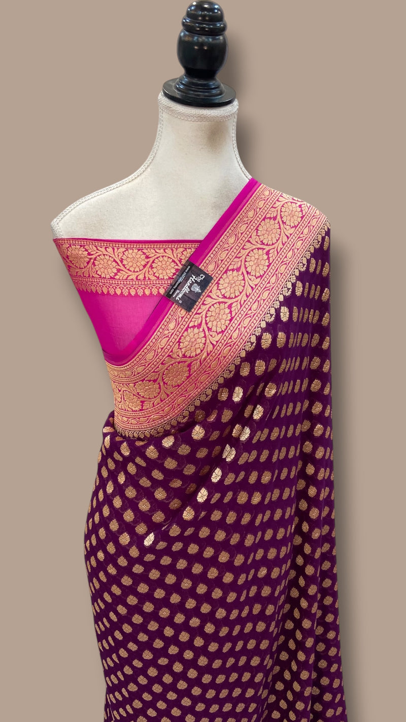 Pure Khaddi Georgette Handloom Banarasi Saree