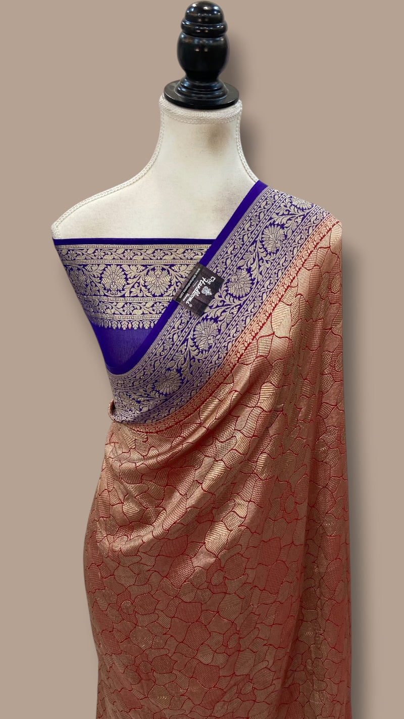 Khaddi Georgette Handloom Banarasi Saree - Tanchui Brocade - The Handlooms