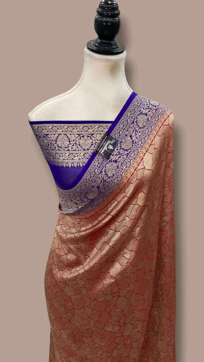 Khaddi Georgette Handloom Banarasi Saree - Tanchui Brocade - The Handlooms