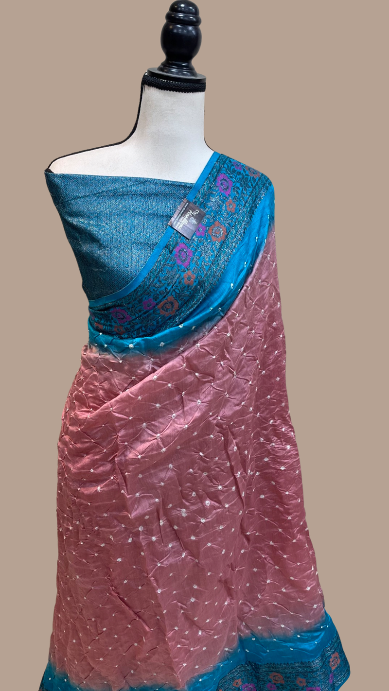 Pure Banarasi Silk Bandhej Handloom Saree - The Handlooms