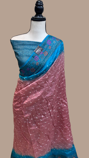 Pure Banarasi Silk Bandhej Handloom Saree - The Handlooms