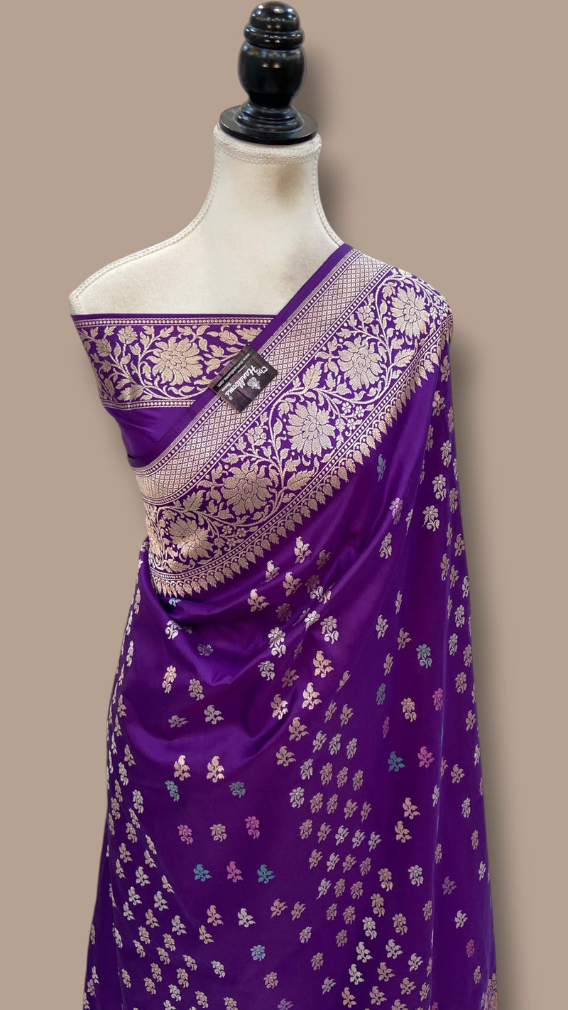 Pure Katan Silk Banarasi Handloom Saree - All Over Kadiyal Jaal Work