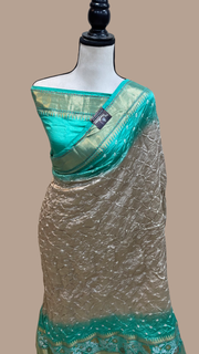 Pure Banarasi Silk Bandhej Handloom Saree - The Handlooms