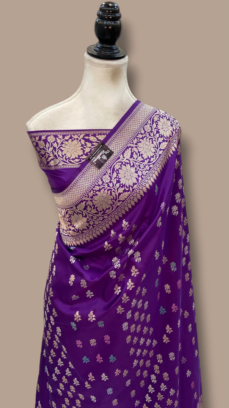 Pure Katan Silk Banarasi Handloom Saree - All Over Kadiyal Jaal Work