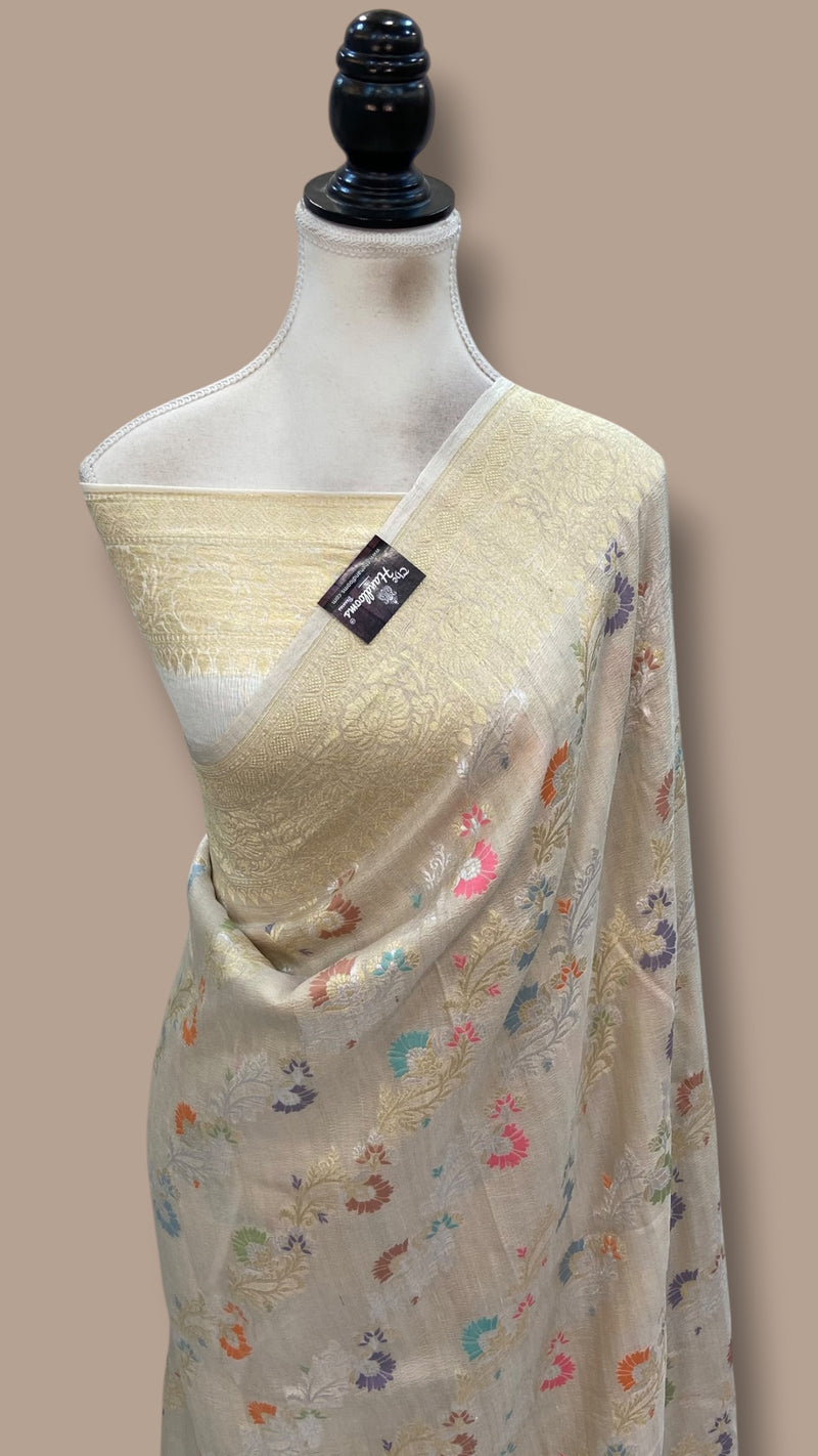 Pure Tussar Handloom Banarasi Saree - All Over Kadua Weaving