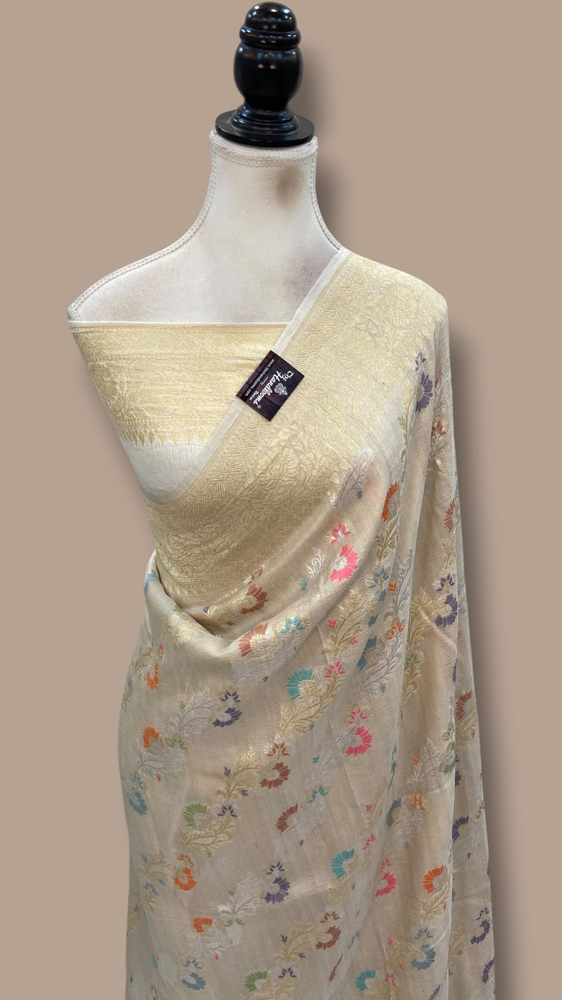Pure Tussar Handloom Banarasi Saree - All Over Kadua Weaving