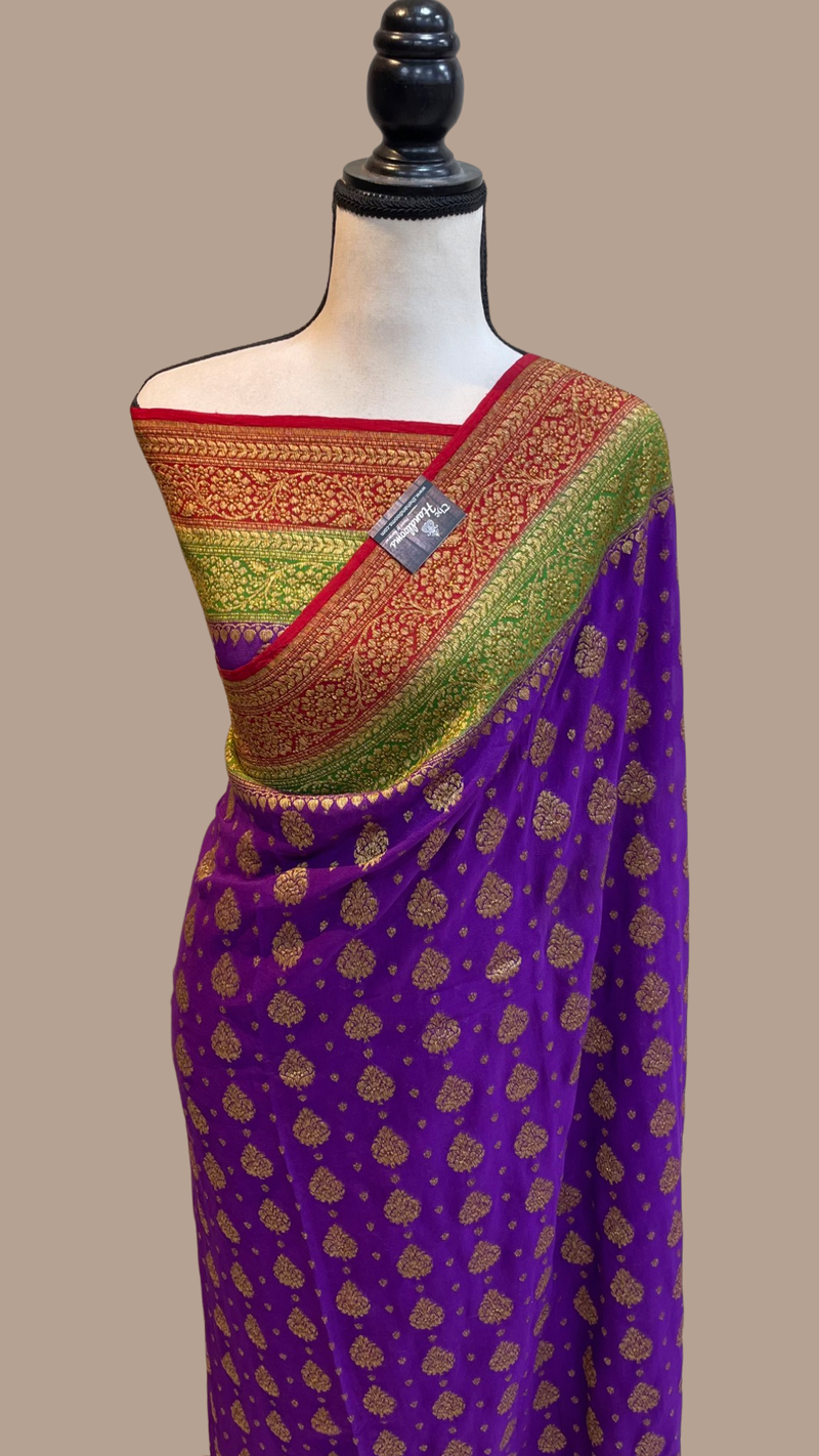 Pure Khaddi Georgette Banarasi Saree -  Antique zari - The Handlooms