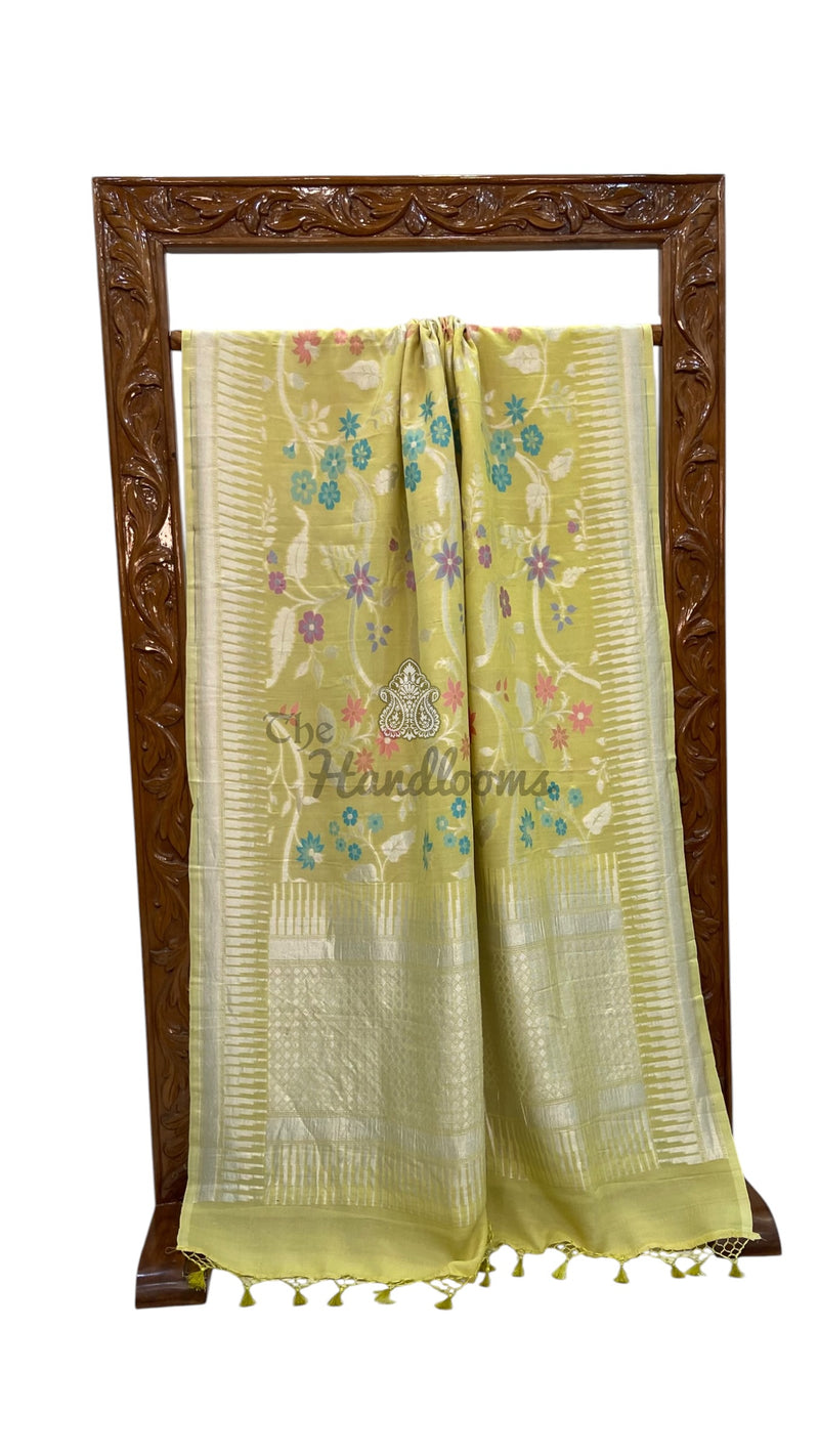 Pure Tussar Georgette Handloom Banarasi Saree With Meenakari