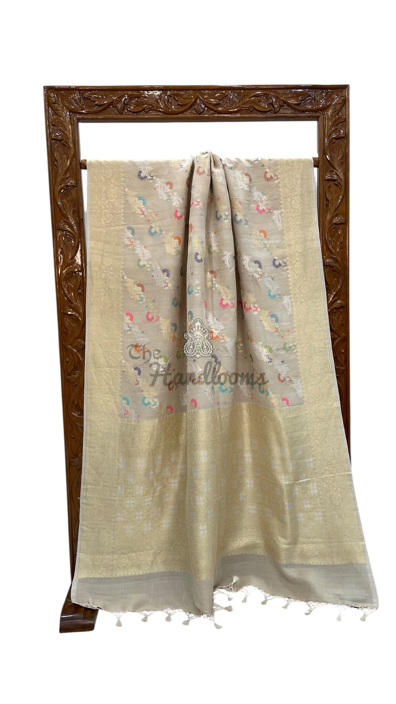 Pure Tussar Handloom Banarasi Saree - All Over Kadua Weaving