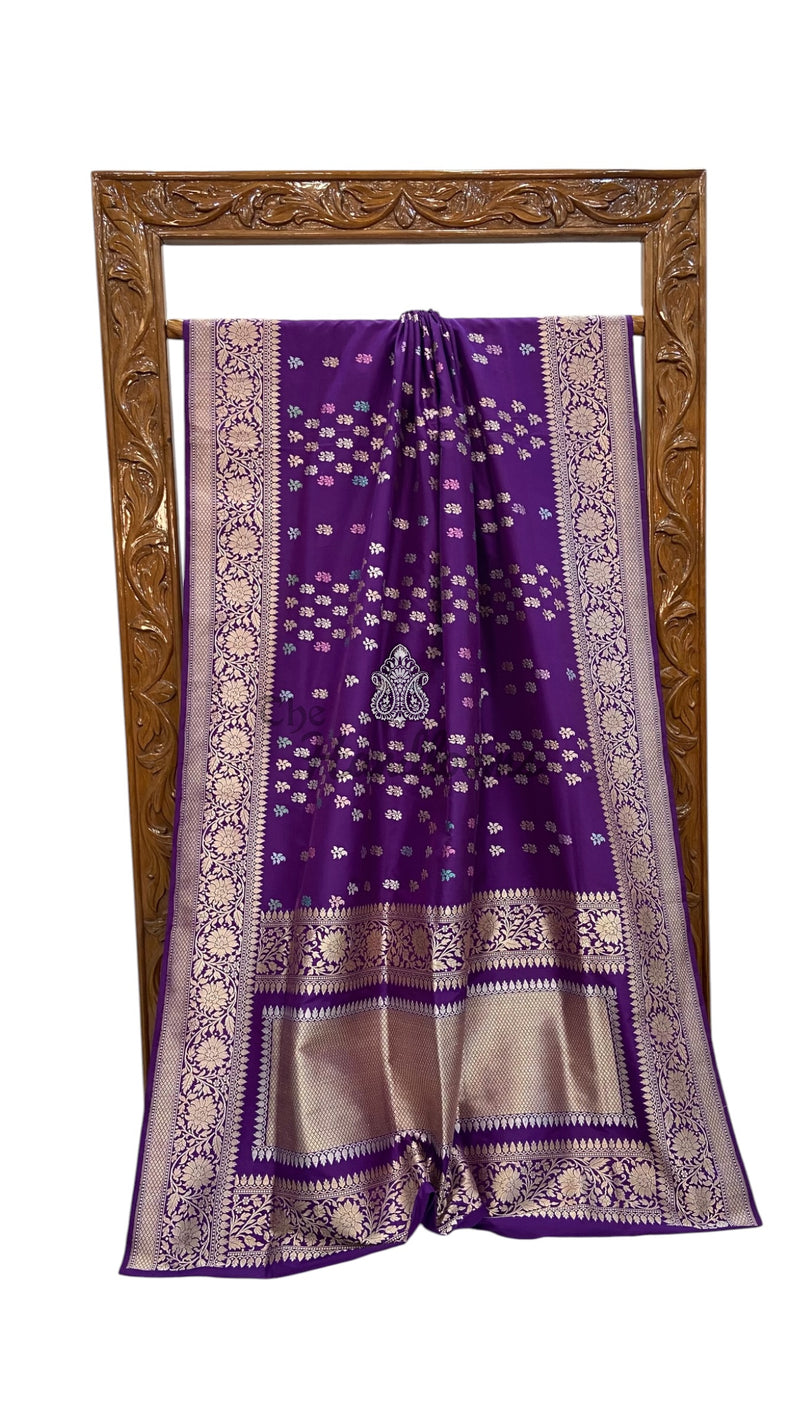 Pure Katan Silk Banarasi Handloom Saree - All Over Kadiyal Jaal Work