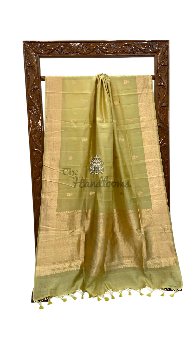 Pure Mango Silk Banarasi Handloom Saree - All Over Kadua Motifs