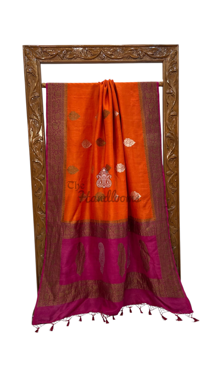 Pure Tussar Georgette Handloom Banarasi Saree - All Over Sona Roopa Jaal Work