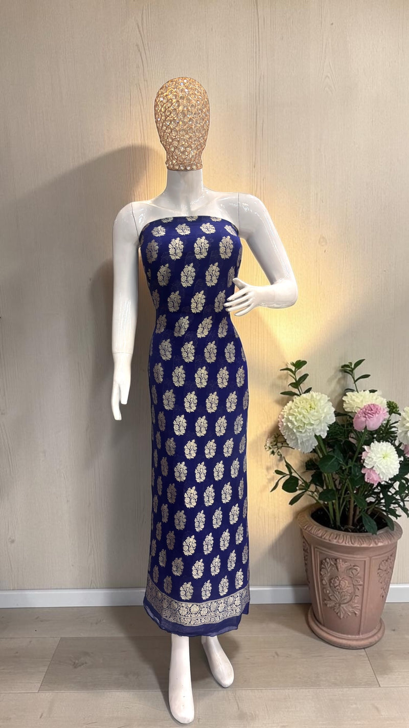 Khaddi Georgette Banarasi Dress Material Water Zari