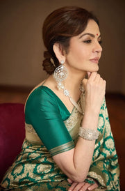 Nita Ambani Pure Katan Silk Banarasi Handloom Saree - All over Jaal work - With Meenakari - The Handlooms
