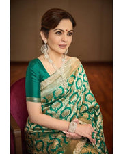 Nita Ambani Pure Katan Silk Banarasi Handloom Saree - All over Jaal work - With Meenakari - The Handlooms
