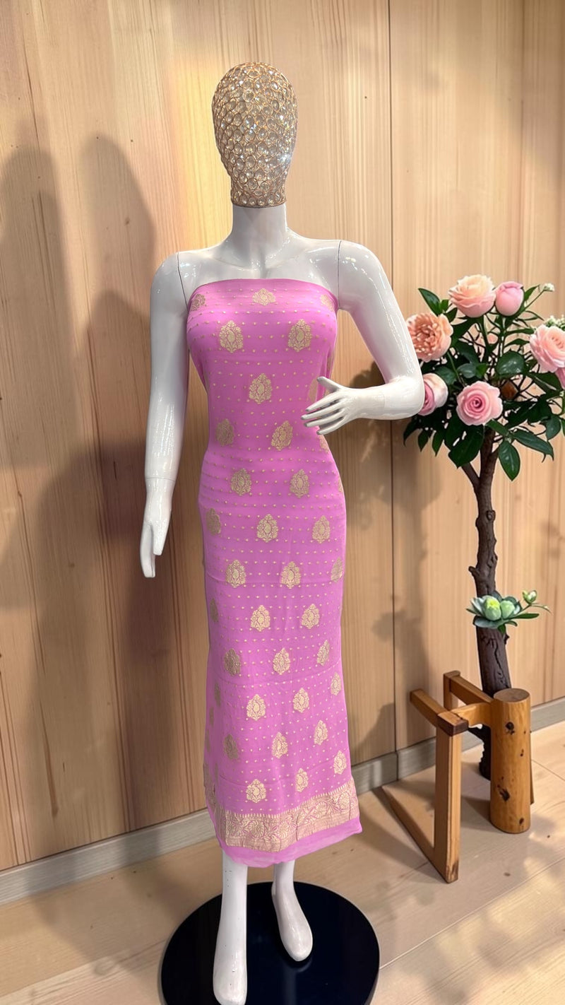 Khaddi Georgette Banarasi Dress Material Water Zari