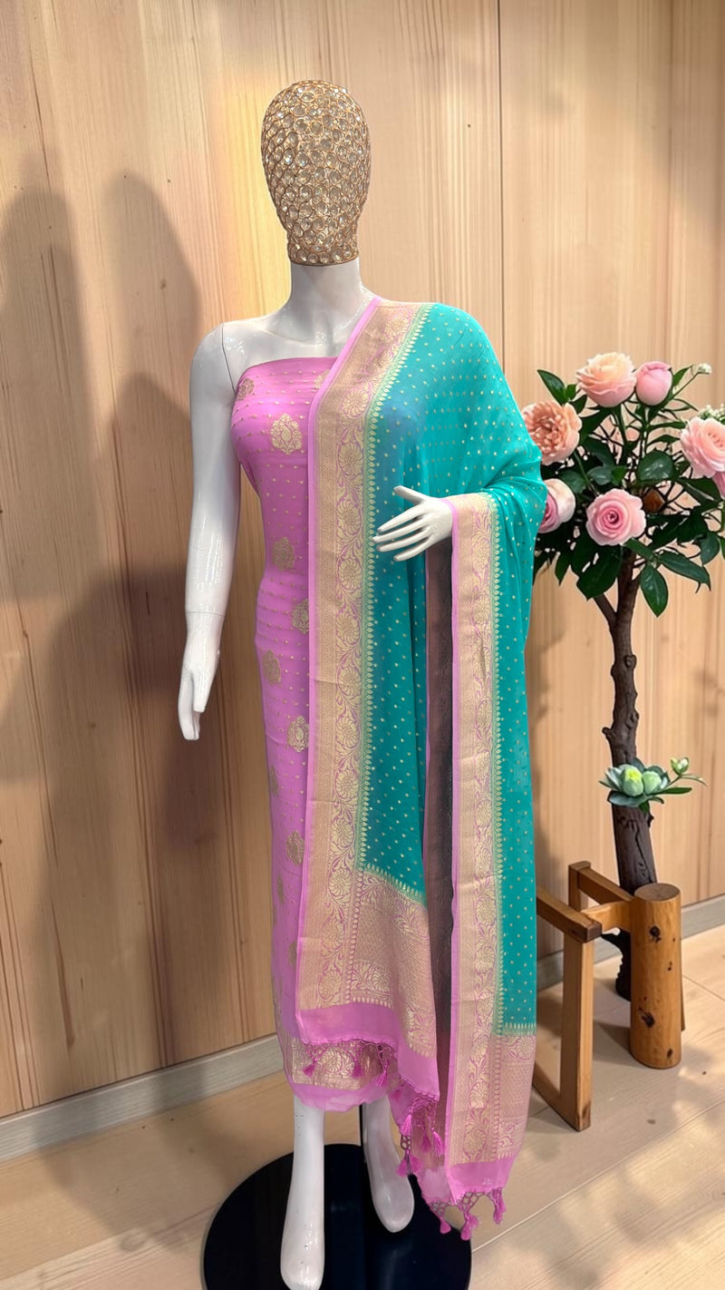 Khaddi Georgette Banarasi Dress Material Water Zari