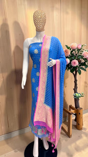Khaddi Georgette Banarasi Dress material Water Zari - The Handlooms