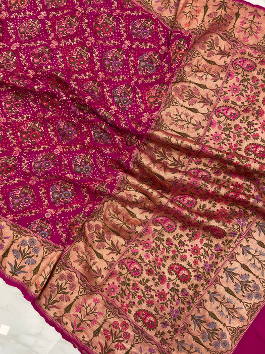 Pure Georgette Banarasi Bandhej Handloom Dupatta