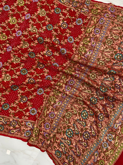 Pure Georgette Banarasi Bandhej Handloom Dupatta