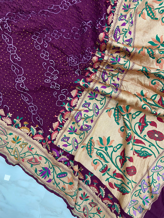 Pure Georgette Banarasi Bandhej Handloom Dupatta