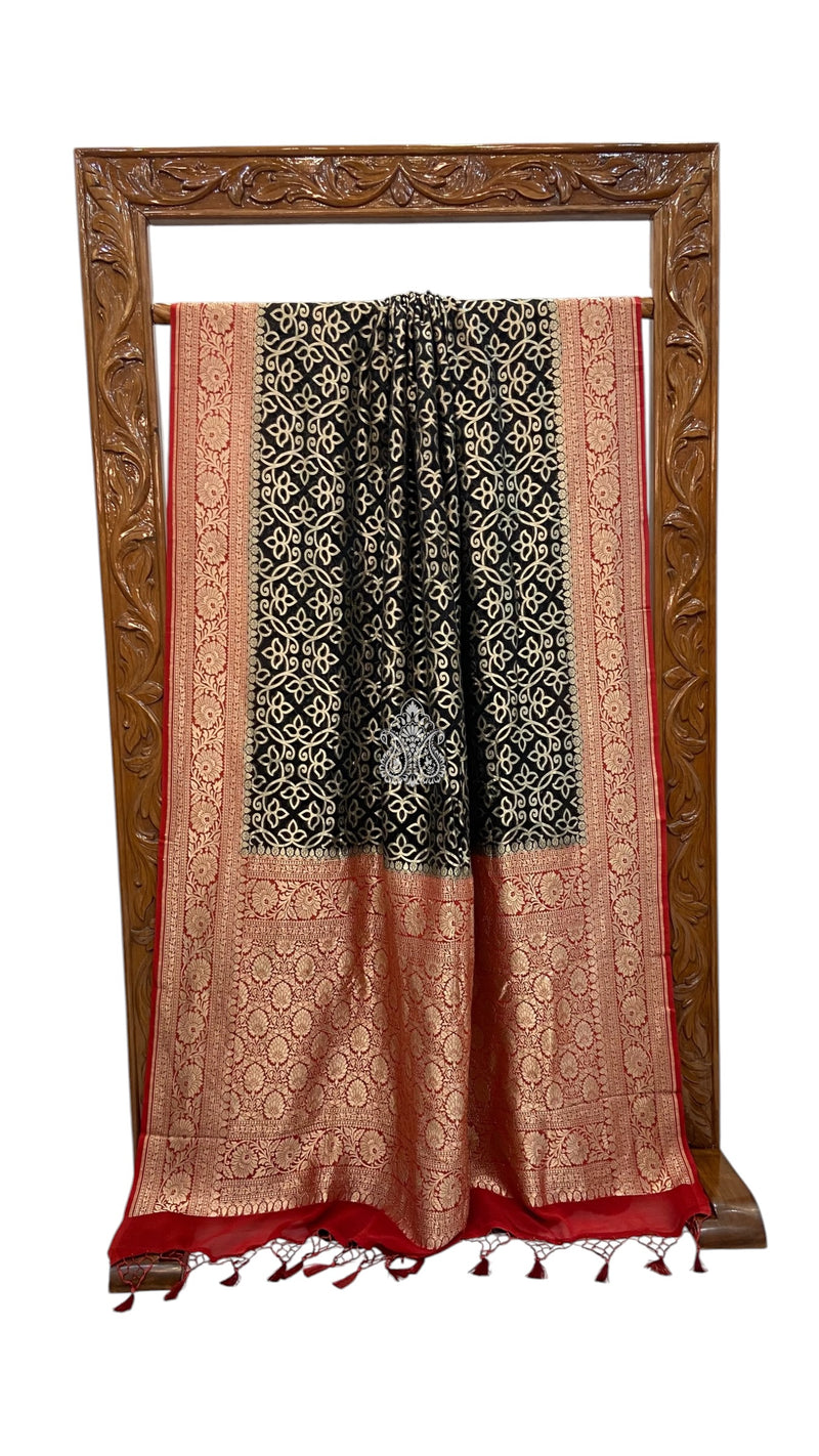 Pure Khaddi Georgette Handloom Banarasi Saree - Water Zari - The Handlooms