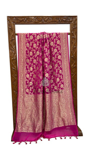Pure Khaddi Georgette Handloom Banarasi Saree - Water Zari - The Handlooms