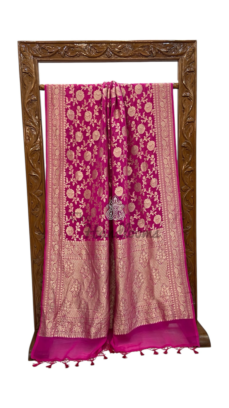 Pure Khaddi Georgette Handloom Banarasi Saree - Water Zari - The Handlooms