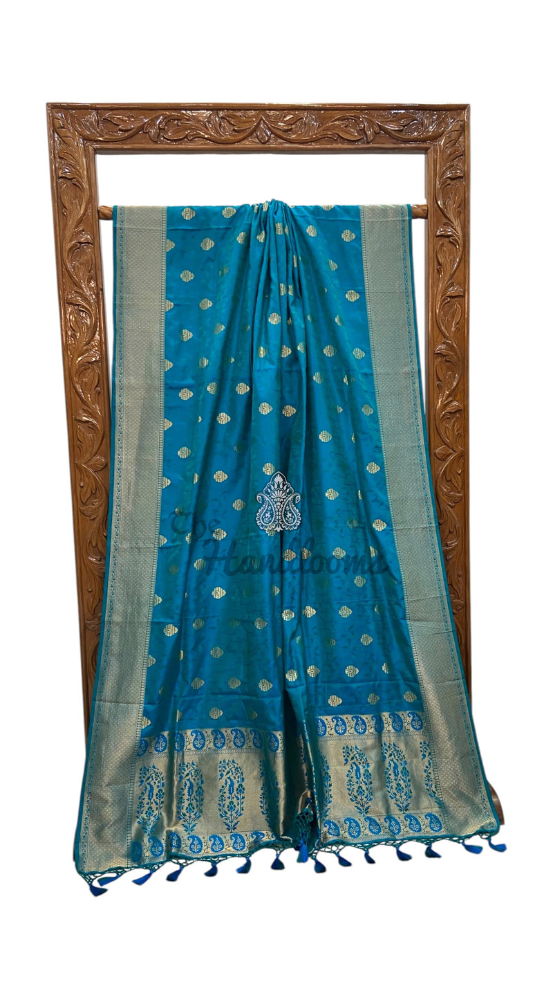 Pure Katan Silk Banarasi Handloom Saree - All Over Kadua Motifs - The Handlooms