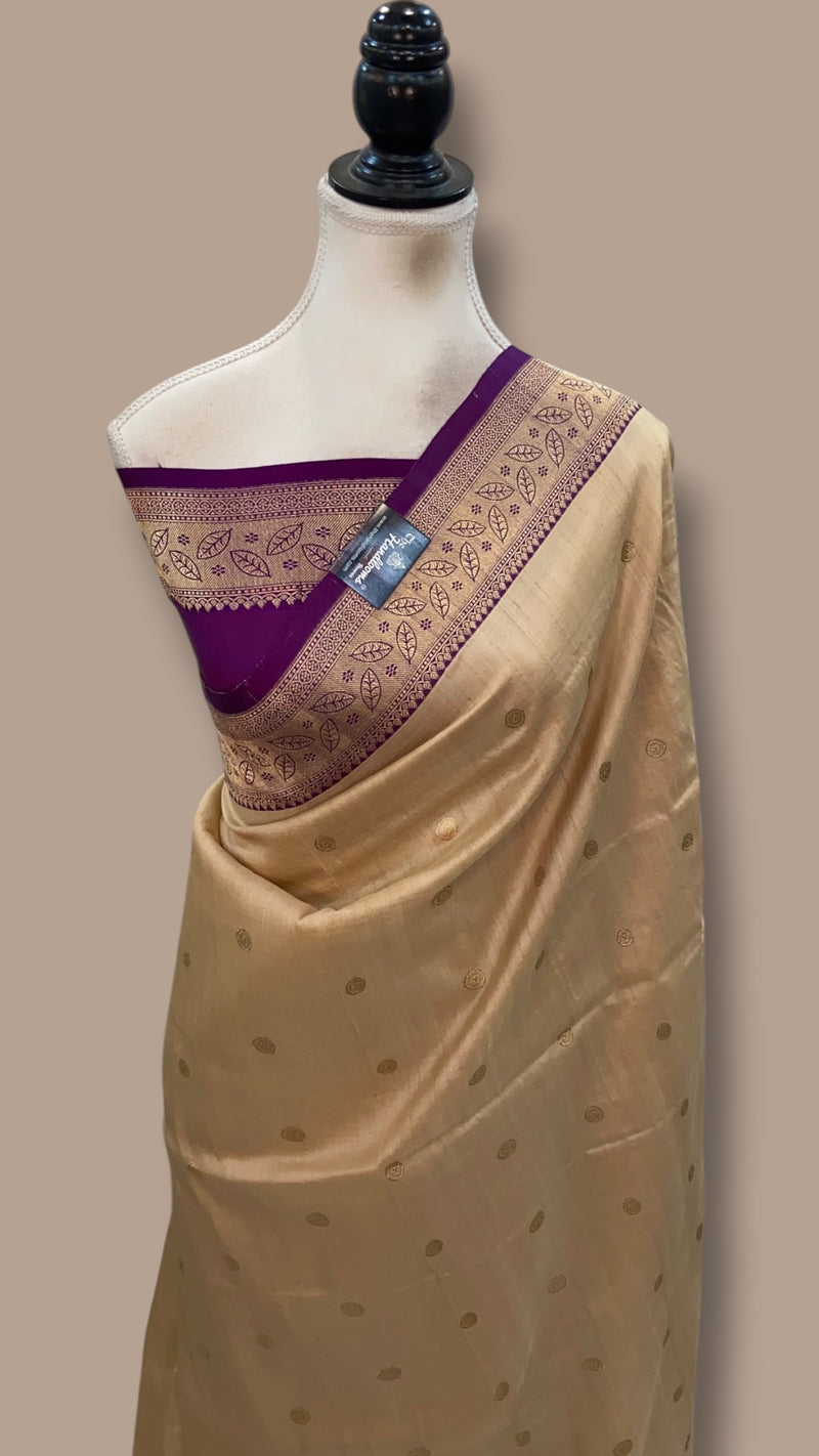 Pure Tussar Silk Handloom Banarasi Saree - The Handlooms