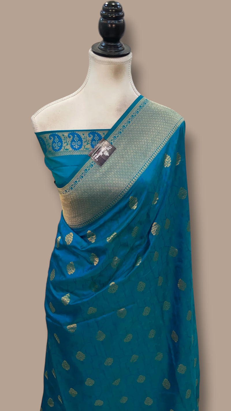 Pure Katan Silk Banarasi Handloom Saree - All Over Kadua Motifs - The Handlooms