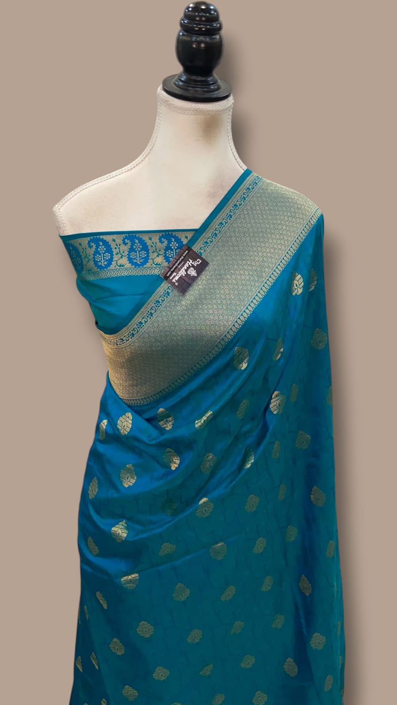 Pure Katan Silk Banarasi Handloom Saree - All Over Kadua Motifs - The Handlooms