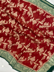 Pure Khaddi Georgette Dupatta - Water Zari - The Handlooms