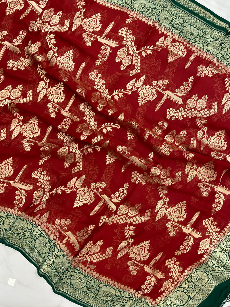 Pure Khaddi Georgette Dupatta - Water Zari - The Handlooms