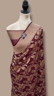 Pure Khaddi Georgette Handloom Banarasi Saree - Water Zari - The Handlooms