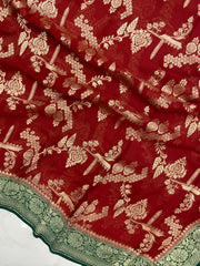 Pure Khaddi Georgette Dupatta - Water Zari - The Handlooms