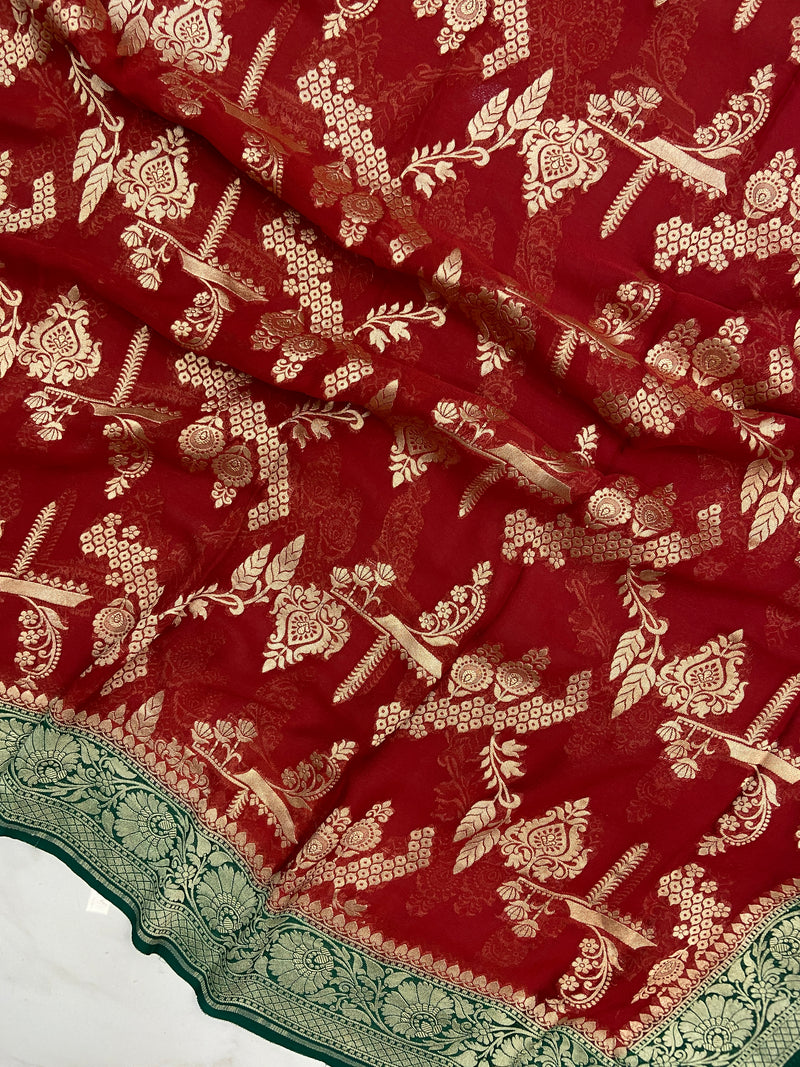 Pure Khaddi Georgette Dupatta - Water Zari - The Handlooms