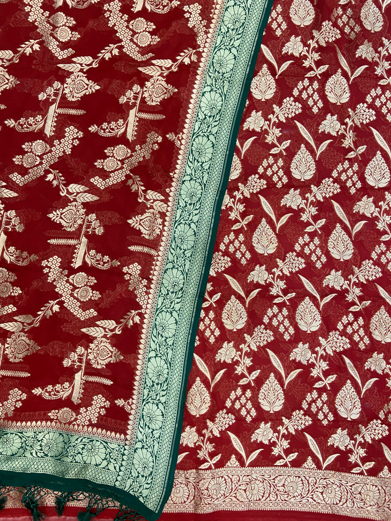 Khaddi Georgette Banarasi Dress material Water Zari - The Handlooms