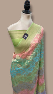 Rangkart Pure Khaddi Georgette Handloom Banarasi Saree - Water Zari - The Handlooms