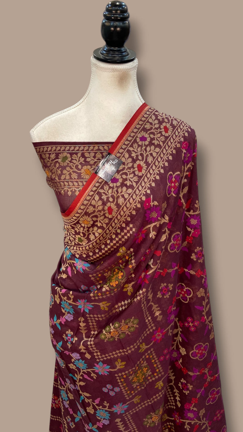 Pure Cotton Jamdani Handloom Banarasi Saree